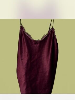 Victoria’s Secret Satin Lace Back 3 Button Lingerie Romantic Maroon Cami